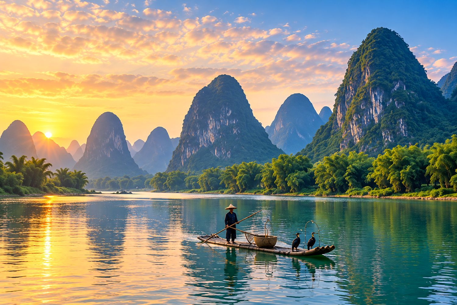 Guilin, China: Karst peaks, the Li River and Yangshuo's countryside.